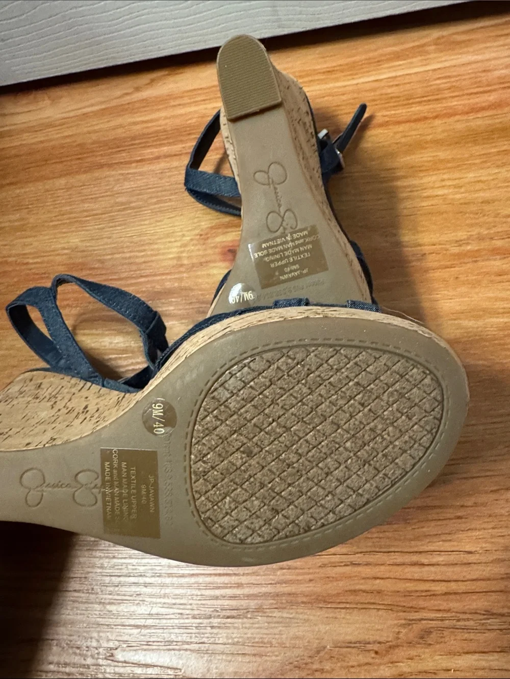 Women’s Jessica Simpson Denim Wedge Sandals with Ankle Strap